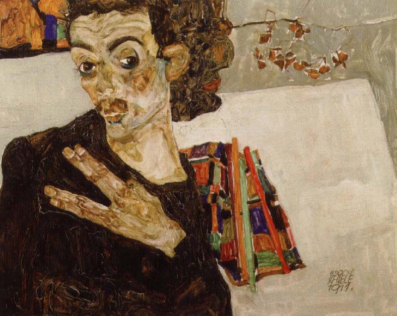 Egon Schiele sjalvportratt oil painting picture